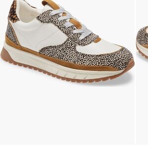 Madewell Women's White & Brown Platform Sneaker with Speckled Detail